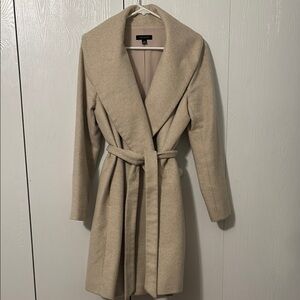 Ann Taylor Elegant Cream Belted Coat